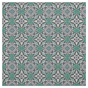 Tecido Padrão Retro Chic Teal Azul Verde Nouveau Deco