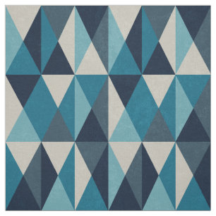 Tecido Padrão Rhombic Geométrico Preto Branco Azul