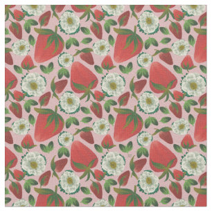 Tecido Padrão Rosa Floral de Morango