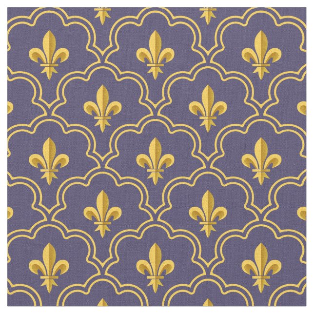 Tecido Padrão Roxo e Dourado da Fleur-de-Lis Real (Detalhe)