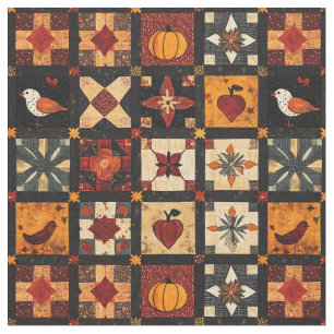 Tecido Padrão Rustic Autumn Patchwork Quilt   Farmhouse