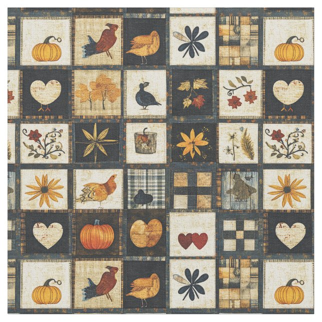 Tecido Padrão Rustic Autumn Quilt | Patchwork de fazenda (Detalhe)