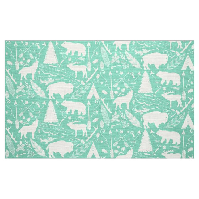 Tecido Padrão Rustic Buffalo Deer Arrows Wolf and Bear (Fat Quarter)