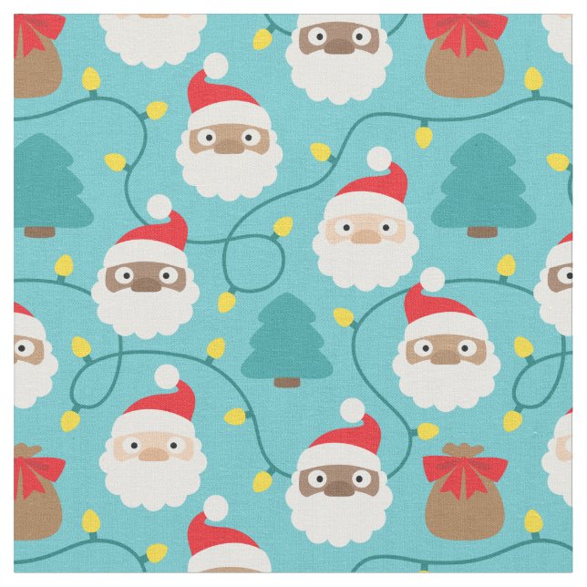 Tecido Padrão Santa Clauses (Detalhe)