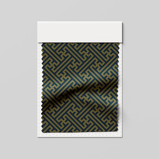 Tecido Padrão Sayagata, japonês, Dourado e Marinho azul (Criador carregado)