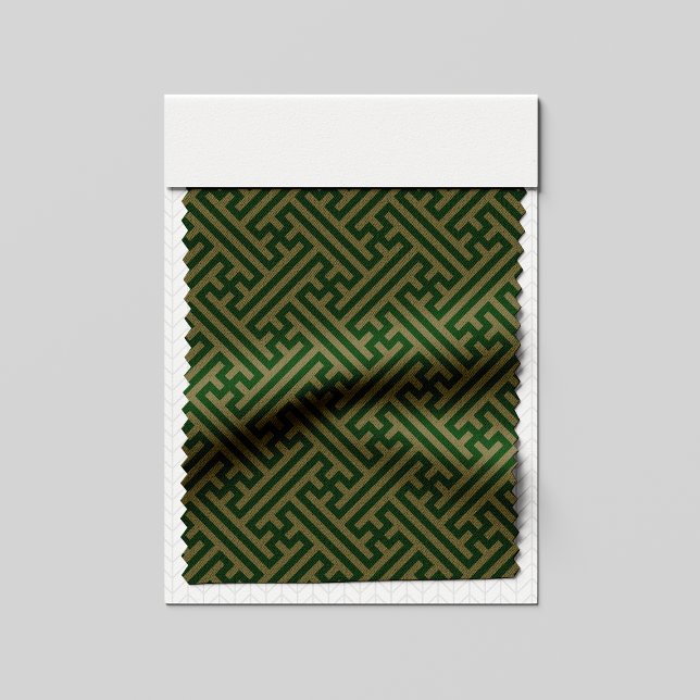 Tecido Padrão Sayagata, japonês, verde e Dourado (Criador carregado)