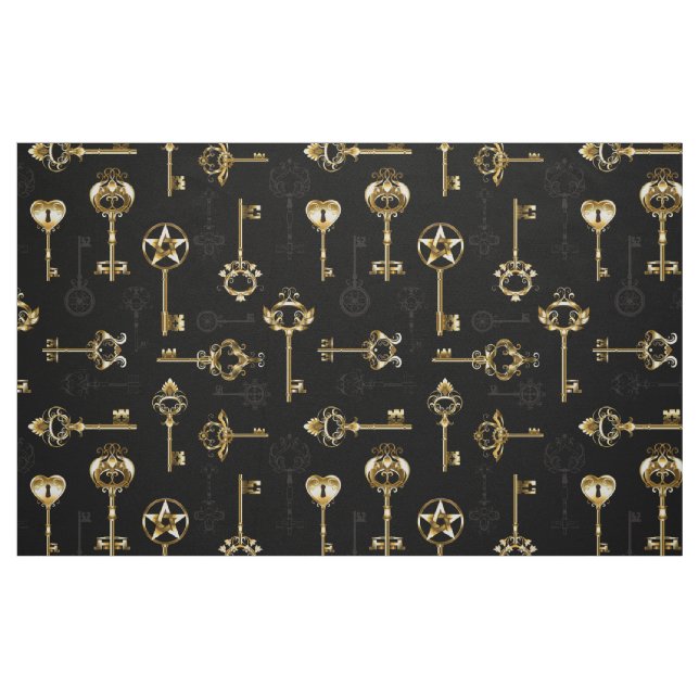 Tecido Padrão sem falhas com chaves de Ouro (Fat Quarter)