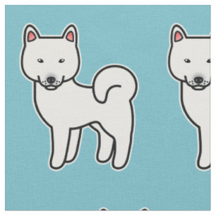 Tecido Padrão Shiba Inu da Cartoon Branca