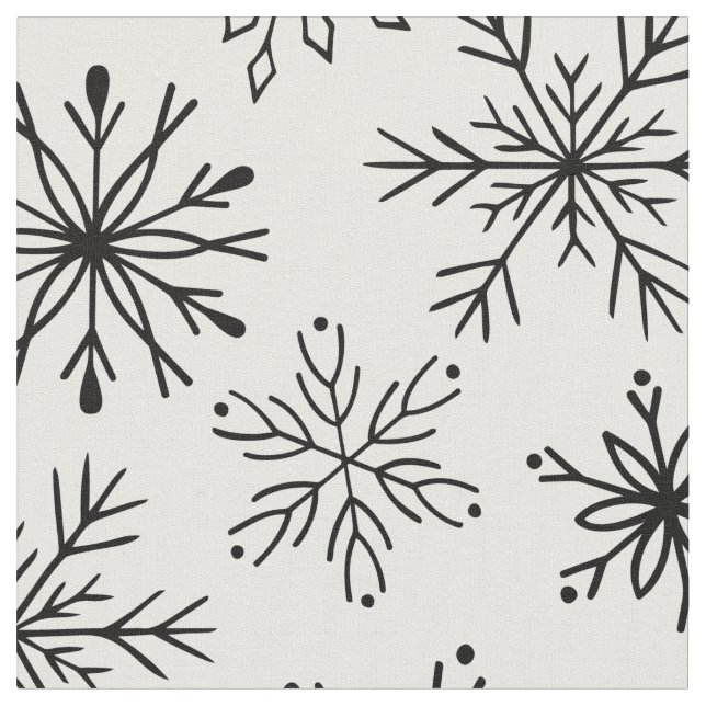 Tecido Padrão Simples de Flocos de Neve Pretos de Natal (Detalhe)