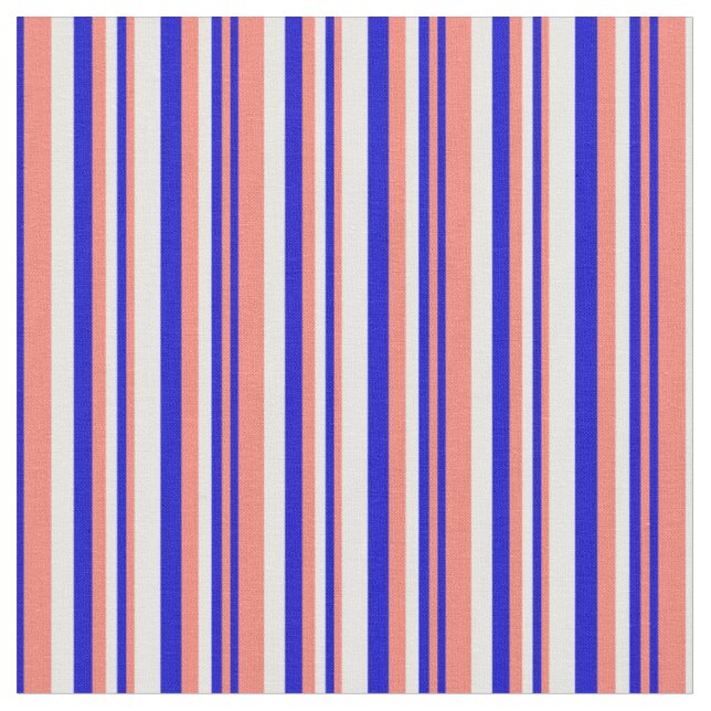 Tecido Padrão Striped de salmão, azul e branco colorido (Detalhe)