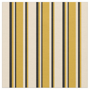 Tecido Padrão Tan, Goldenrod e Linhas/Stripes Pretas