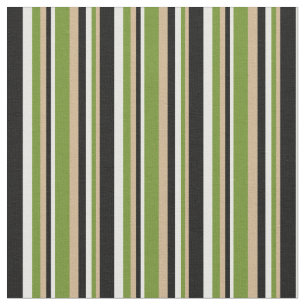 Tecido Padrão Tan, Green, Mint Cream e Black Stripes