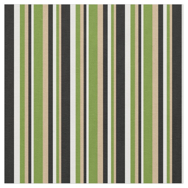 Tecido Padrão Tan, Green, Mint Cream e Black Stripes (Detalhe)
