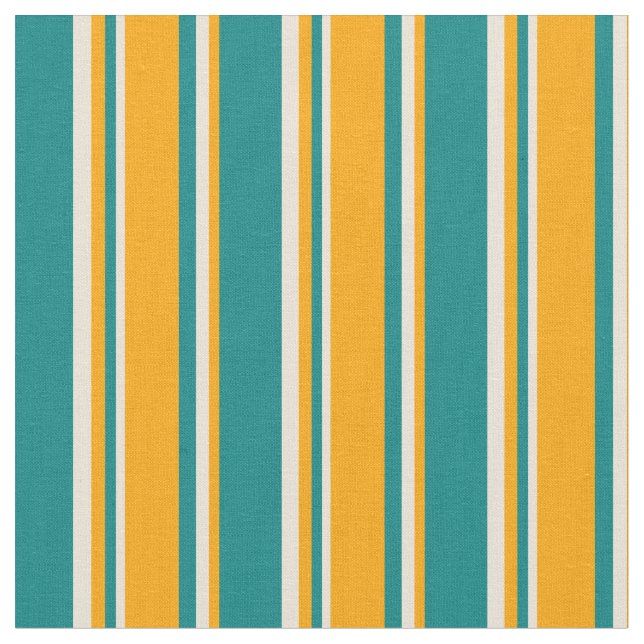 Tecido Padrão Teal, Laranja e Stripes/Linhas Biscaicas (Detalhe)