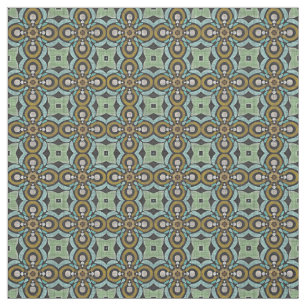 Tecido Padrão Teal Turquoise Ochre Retro Nouveau Deco