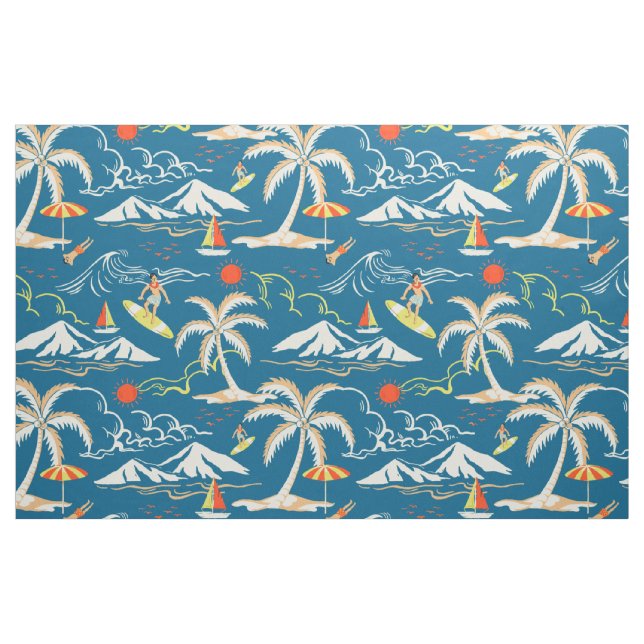 Tecido padrão temático da ilha tropical surf (Fat Quarter)