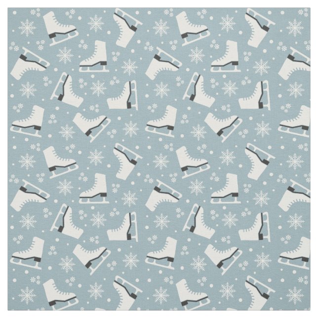 Tecido Padrão temático de inverno com skates de gelo (Modelo)