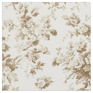 Tecido Padrão Toile de Galho de Rosa Sépia