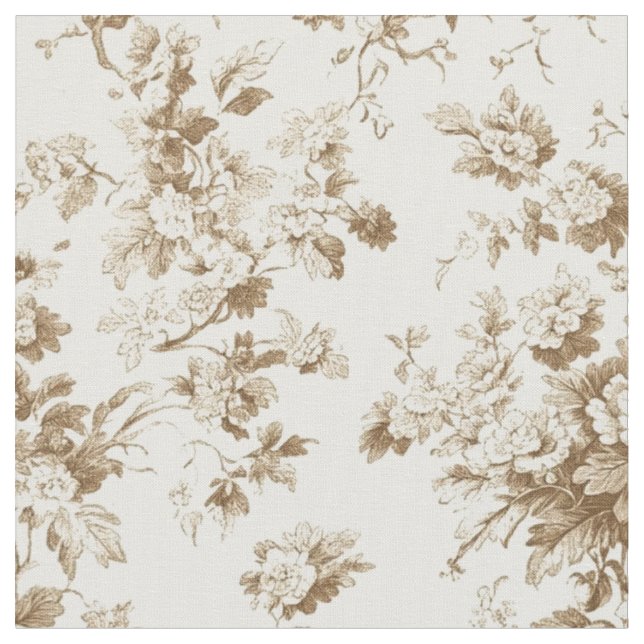 Tecido Padrão Toile de Galho de Rosa Sépia (Detalhe)