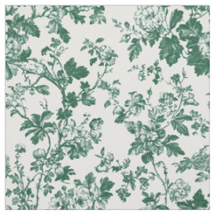 Tecido Padrão Toile de Galho Floral Verde