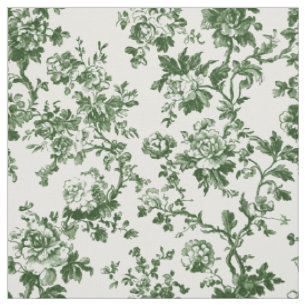 Tecido Padrão Toile de Rosa Verde Escuro