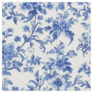 Tecido Padrão Toile de Vide Botânica Azul