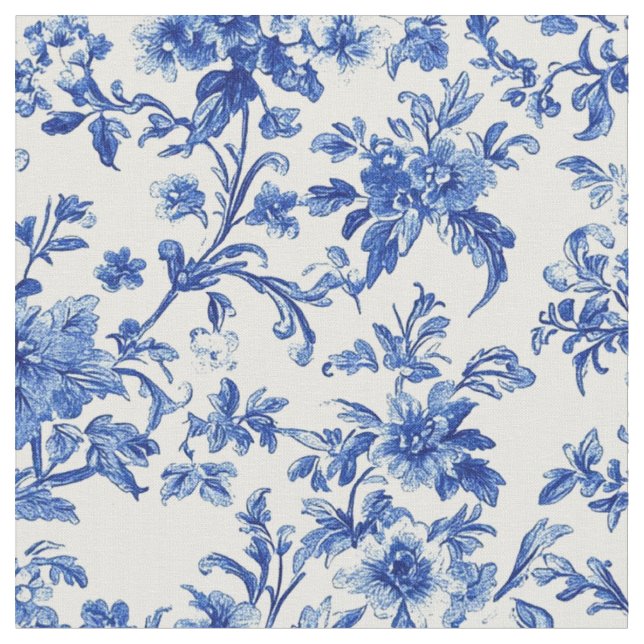 Tecido Padrão Toile de Vide Botânica Azul (Detalhe)