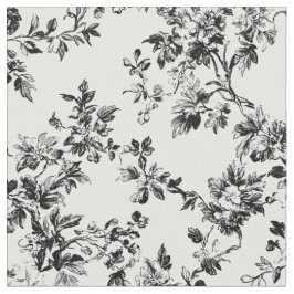 Tecido Padrão Toile de Videira Floral Preta
