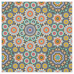 Tecido Padrão Tradicional Boho de Mosaico Marroquino.