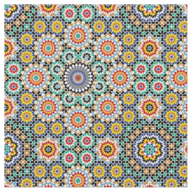 Tecido Padrão Tradicional Boho de Mosaico Marroquino. (Detalhe)