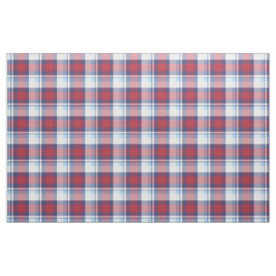 Tecido Padrão Tradicional de Tartan Azul Branco Vermelho