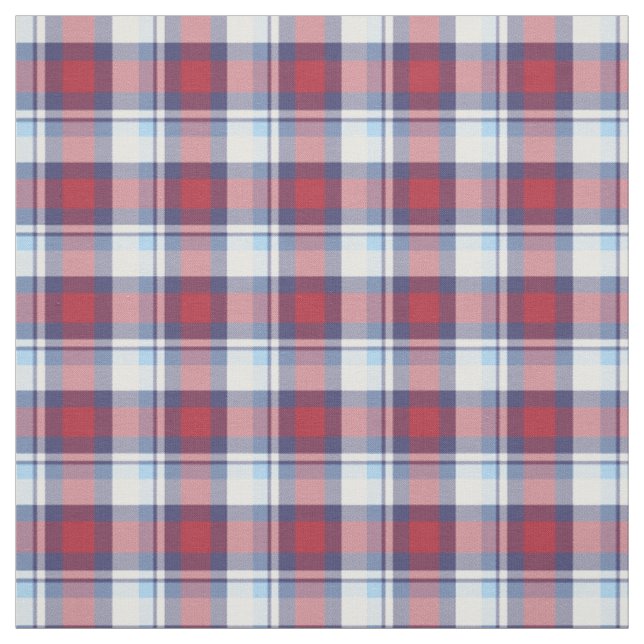 Tecido Padrão Tradicional de Tartan Azul Branco Vermelho  (Modelo)
