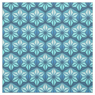 Tecido Padrão Tradicional Japonês Asanoha Azul Costeiro