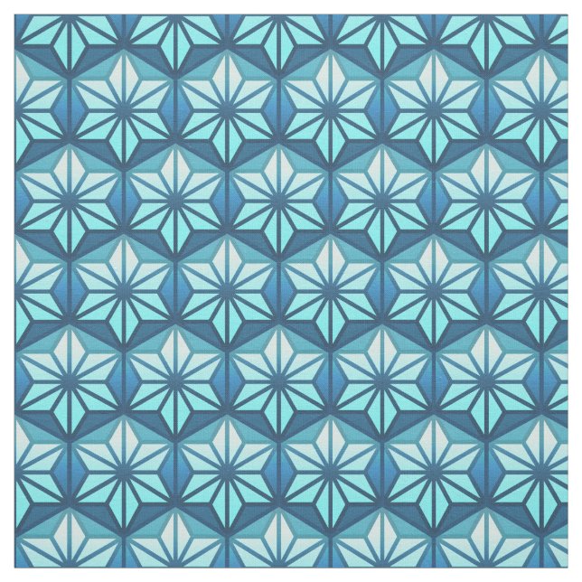 Tecido Padrão Tradicional Japonês Asanoha Azul Costeiro (Modelo)