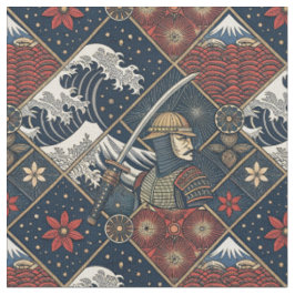 Tecido Padrão Tradicional Japonês de Samurai & Grande Ond