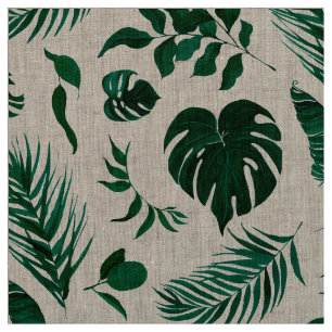 Tecido Padrão Trendy Tropical Foliage Green Leaves