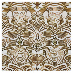 Tecido Padrão Tribal Batik em Café Brown e Beige