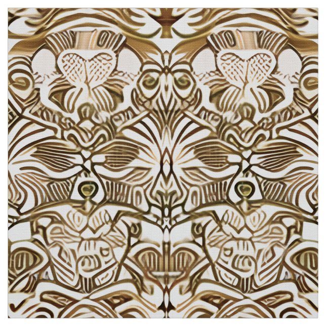 Tecido Padrão Tribal Batik em Café Brown e Beige (Modelo)