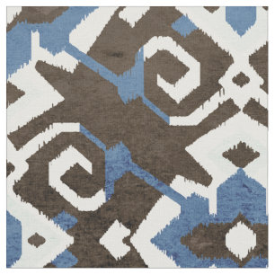 Tecido Padrão tribal branco e azul preto e branco