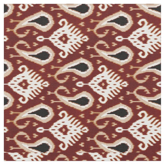 Tecido Padrão Tribal Dark Red Taupe Brown Ikat (Detalhe)