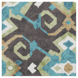 Tecido Padrão tribal de Chic Brown e Teal ikat