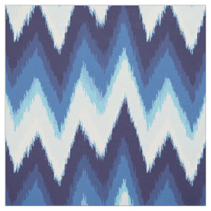 Tecido Padrão tribal de ikat azul-quic e branco