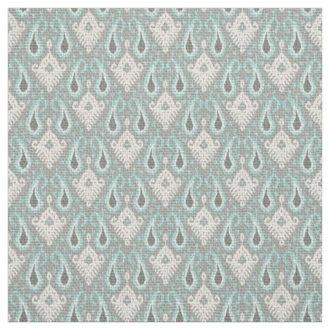 Tecido Padrão Tribal Faux Burlap Textile Turquoise Ikat (Modelo)