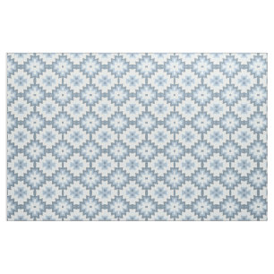 Tecido Padrão Tribal Ikat Azul Pastel Estiloso Cinza Bran