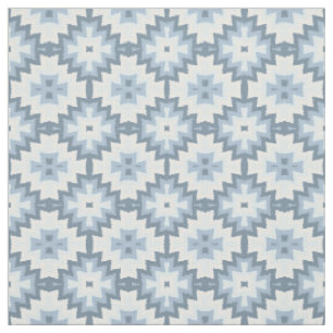 Tecido Padrão Tribal Ikat Azul Pastel Estiloso Cinza Bran
