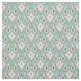 Tecido Padrão Tribal Ikat de Turquesa Têxtil Burlap