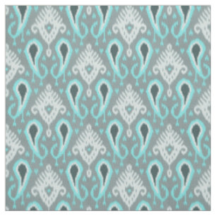 Tecido Padrão Tribal Ikat Turquesa Bonito Fofo da Moda