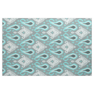 Tecido Padrão Tribal Ikat Turquesa Moderno Bonito