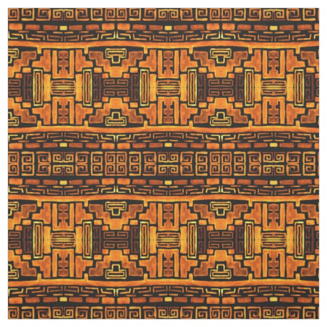Tecido Padrão tribal nativo Bronze e Brown (Modelo)