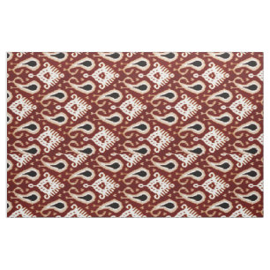 Tecido Padrão Tribal Trendy Bonito Taupe Red Brown Ikat